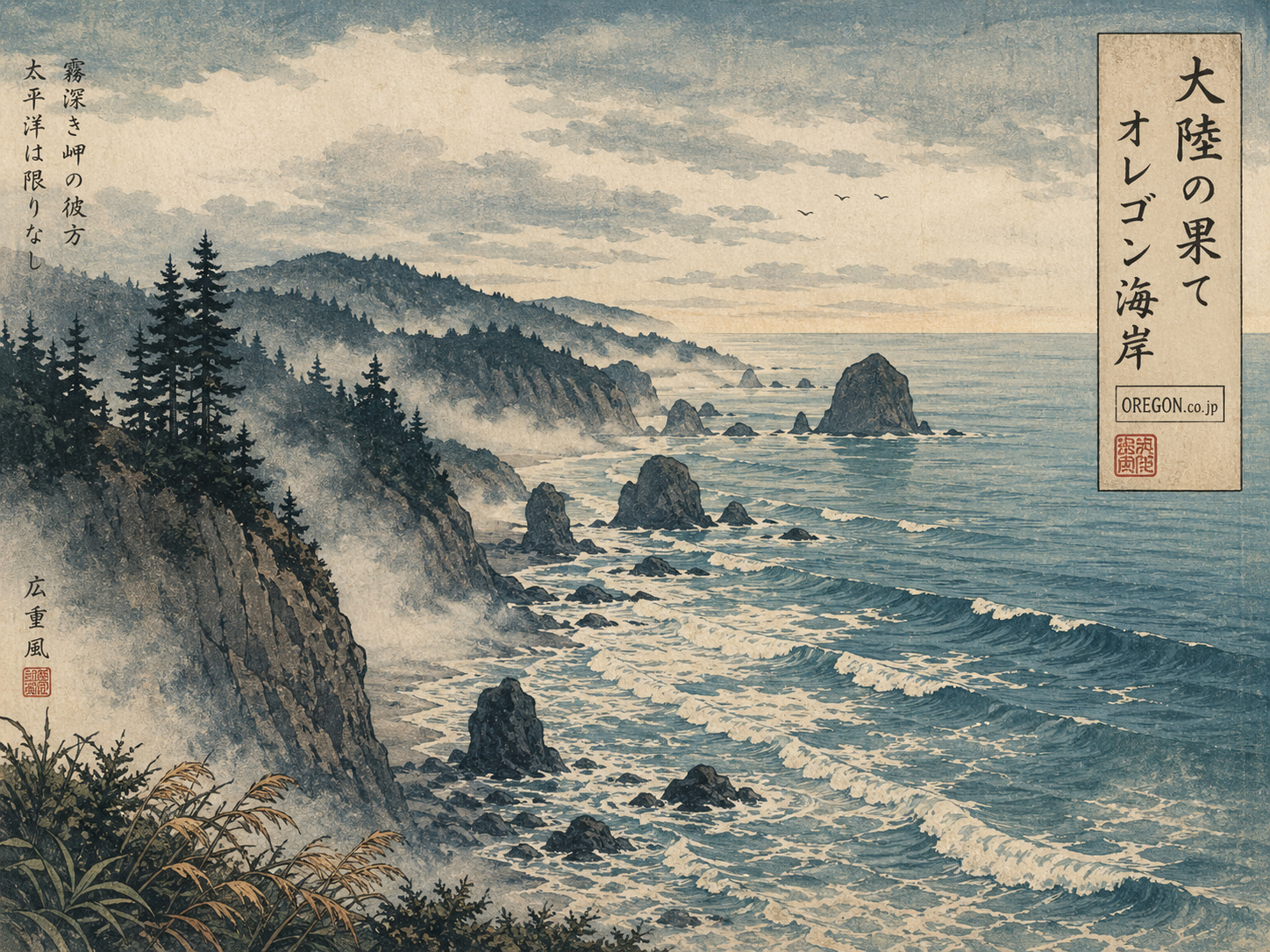 霧と岩のオレゴン海岸